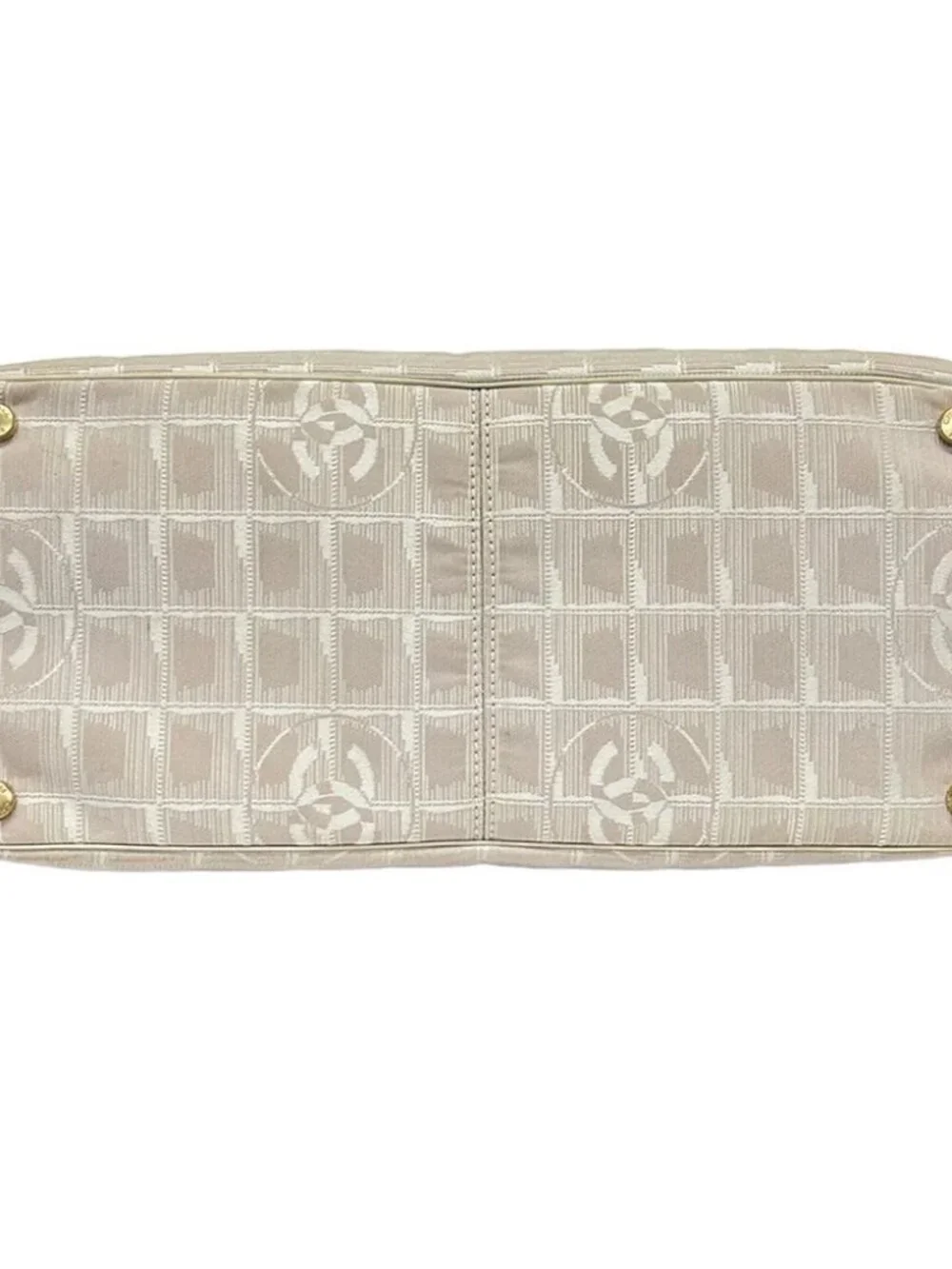 CHANEL New Travel Line Tote MM Light Pink Cream Jacquard Leather Tote Bag